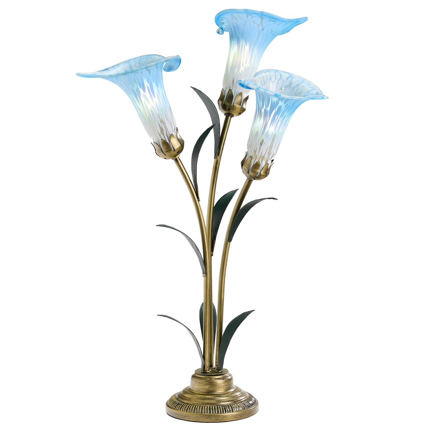 River of Goods - 23.5"H Blue 3 Shade Handblown Glass Calla Lily Table Lamp