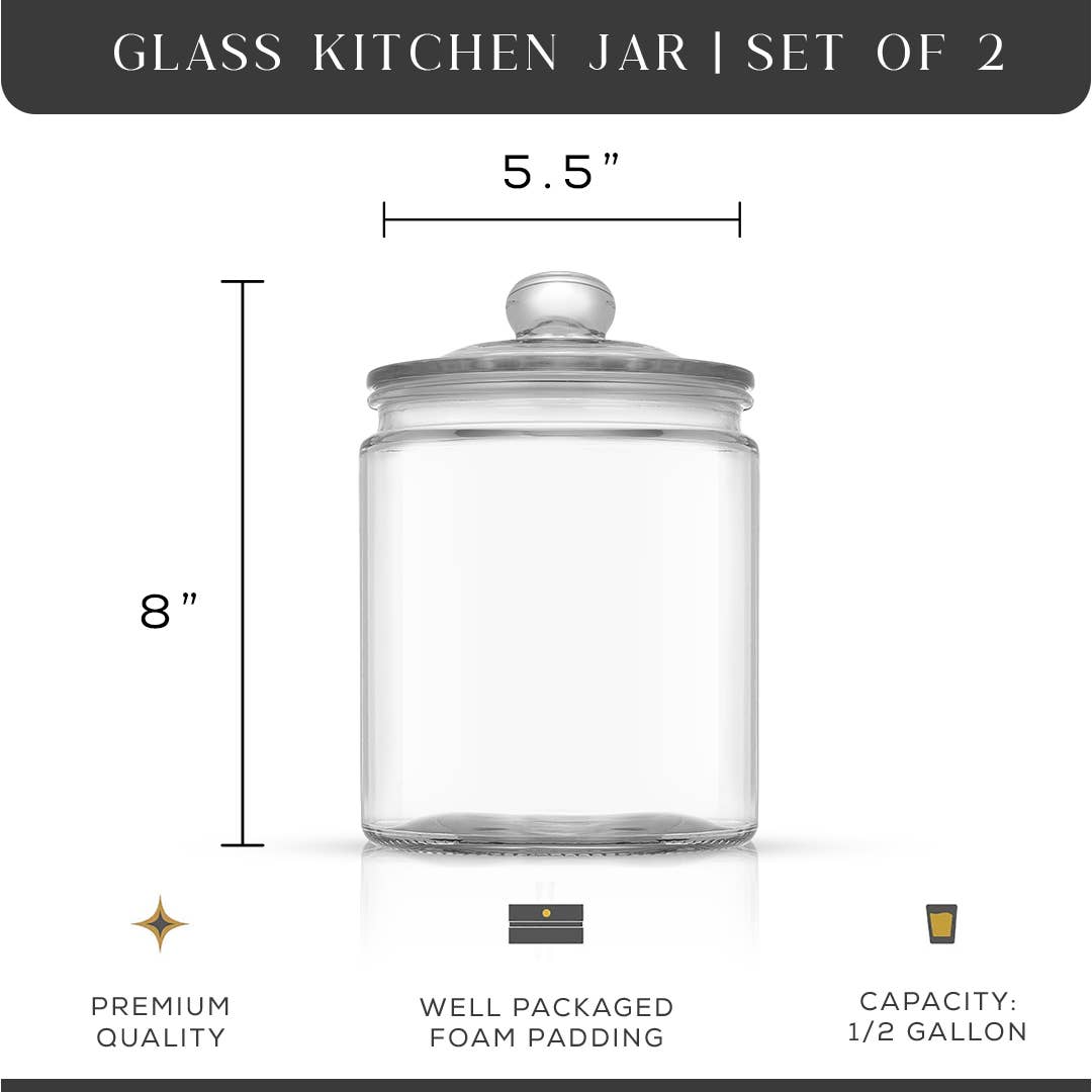 JoyJolt - JoyFul Round Glass Cookie Jar with Airtight Lids (67 oz)