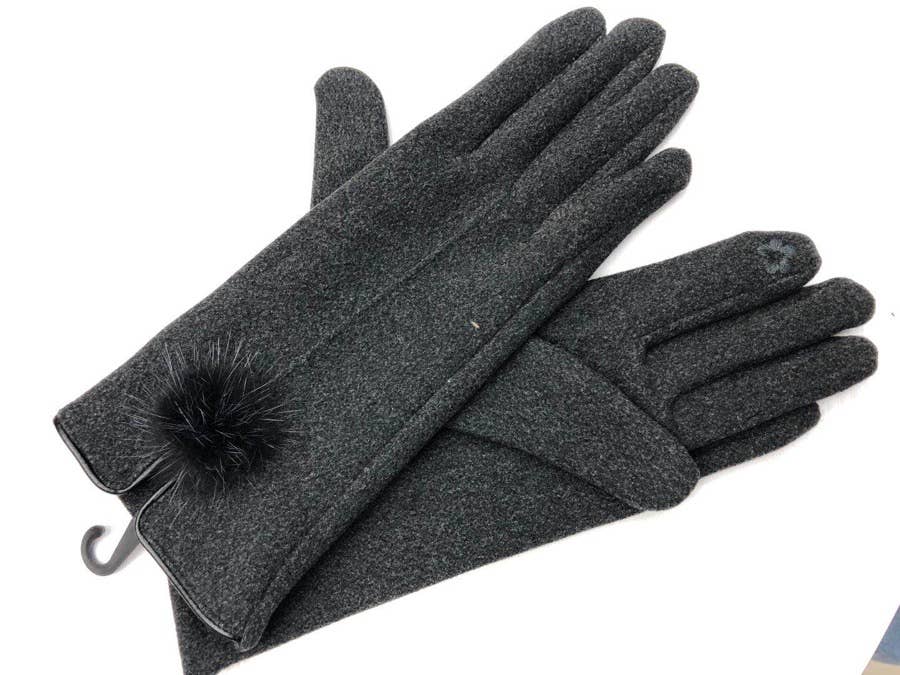Pretty Persuasions - A20028 Gloves with Mini Pom Pom: 08 Black