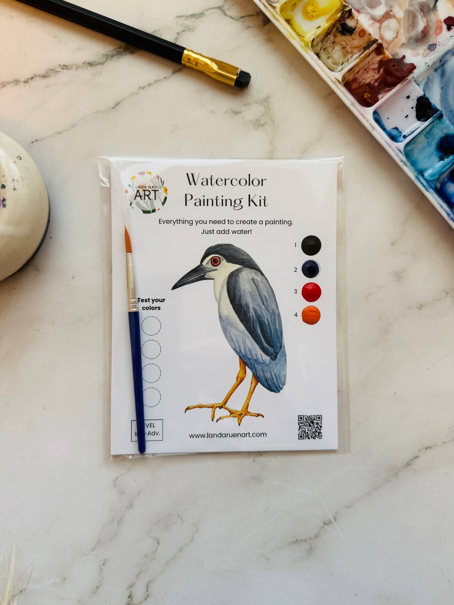 Landa Ruen Art - Night Heron Watercolor Kit