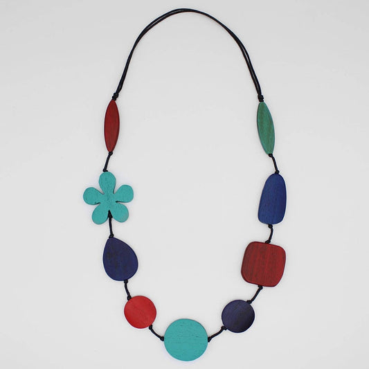 Sylca Designs - Multi Color Blossom Wood Necklace