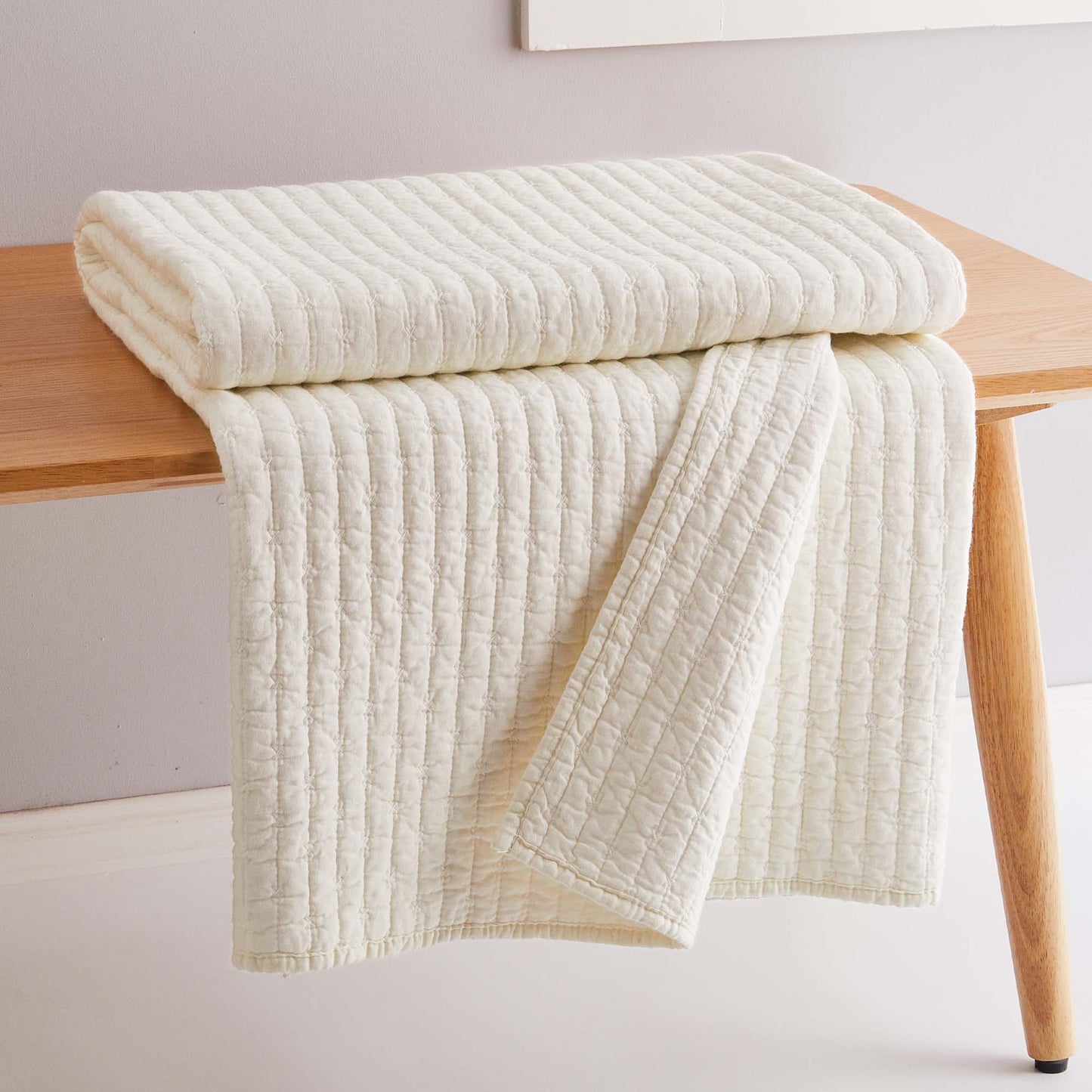 Levtex Home - Cross Stitch Quilted Throw: White