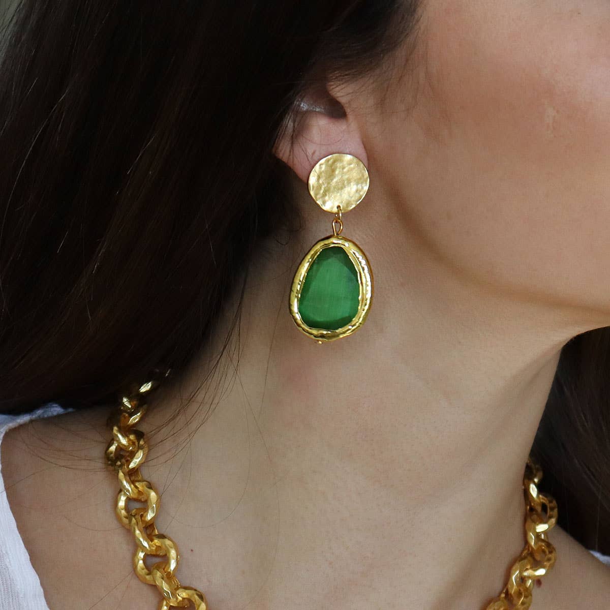 KARINE SULTAN - Vivid Gems Clip-on Earrings: Obsidian Black