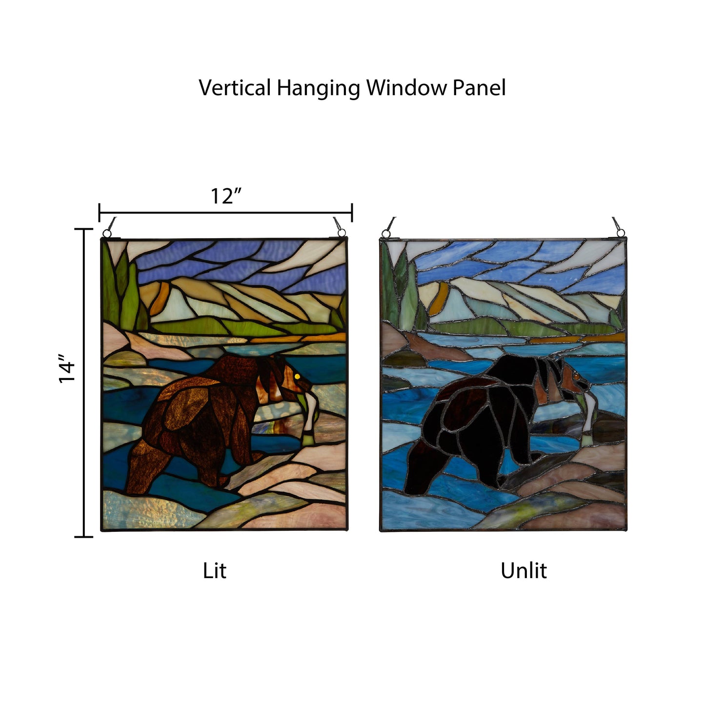 River of Goods - 14"H Brown Bear Stained Glass Window Panel