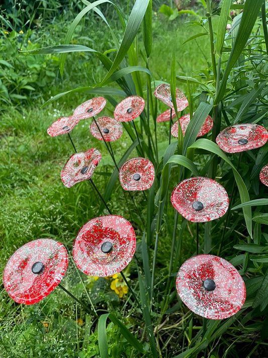 CARNEOL GLASS - Small Glass Flower Outdoor - Transparent Red