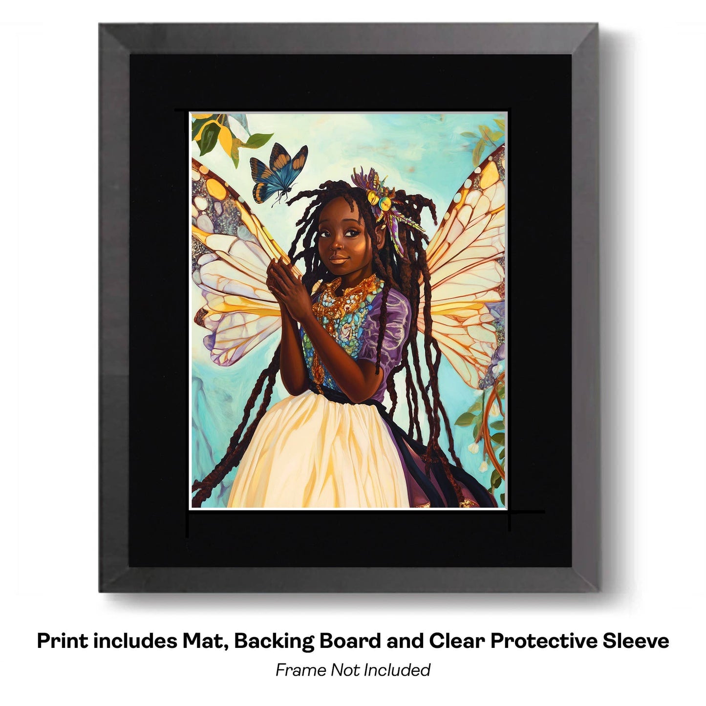 Mowbi - Cute Irish Wee Fairy - Fairies Worldwide – 8″x10″ Artwork in 10″x12″ Mat