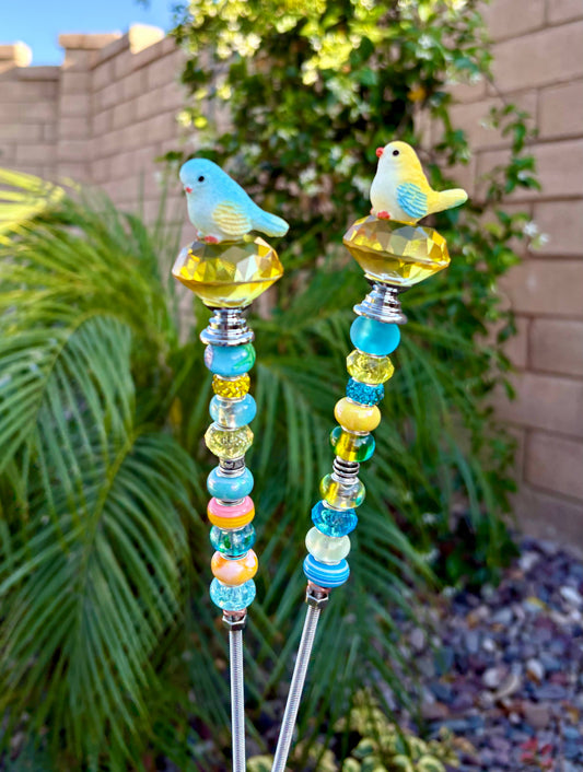 Sea of Bliss Shop - Small Yellow Bird Garden and Plant Stakes