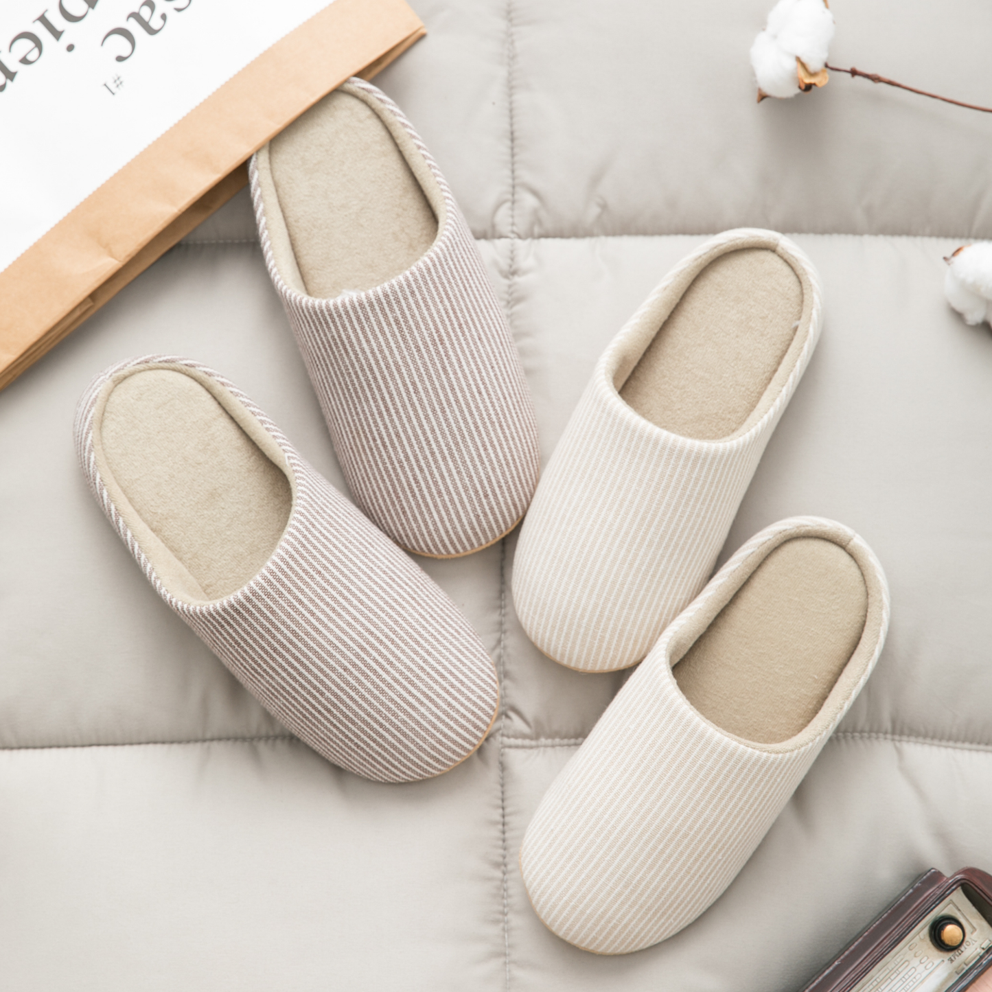 DrifWoo - Women Quiet House Slippers,Family Unisex Shoe LJ001: Tan / S (Size6-7)