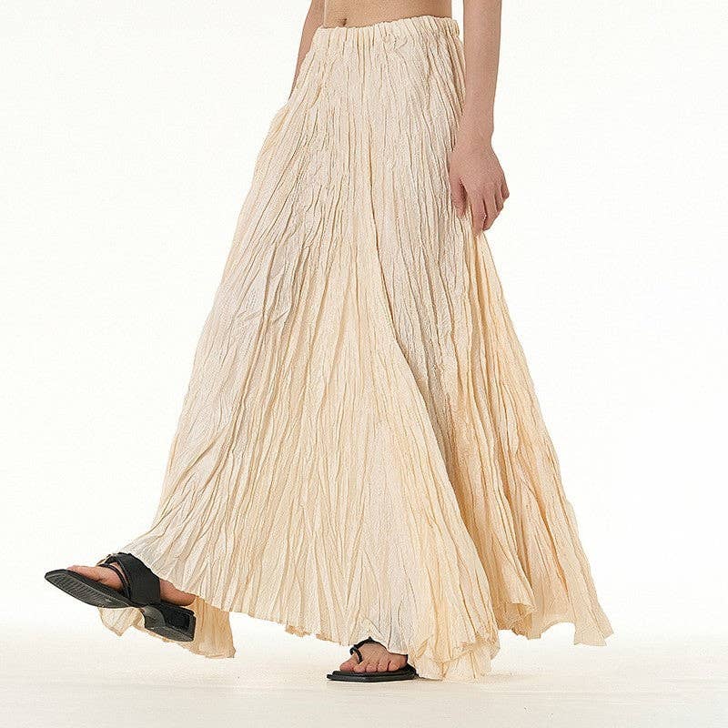 UZ Wholesale Store - Solid Color Draped Ruched Skirt: KHAKI / FREE SIZE