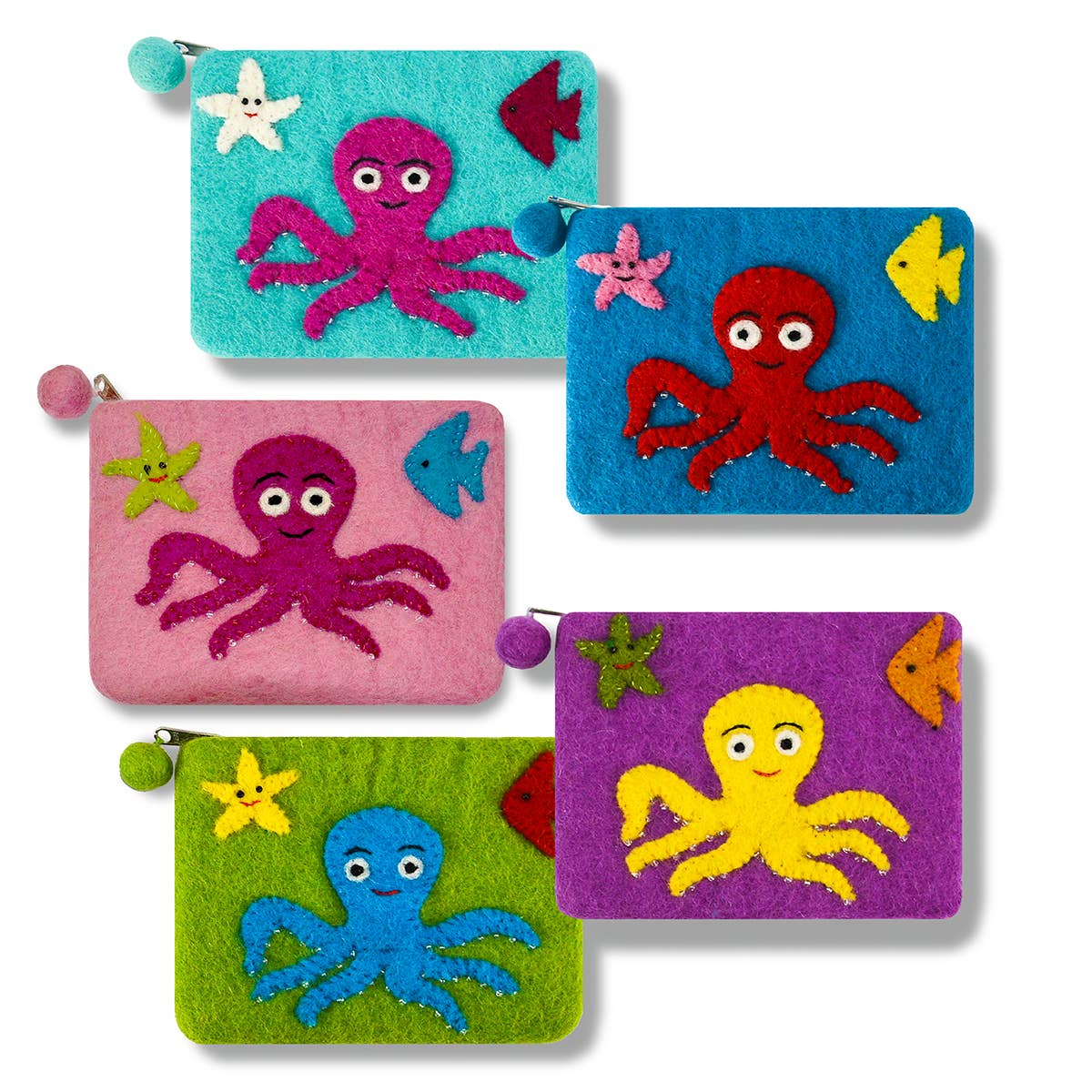 BNB Crafts Inc. - New Octopus Design Coin Purse: Purple