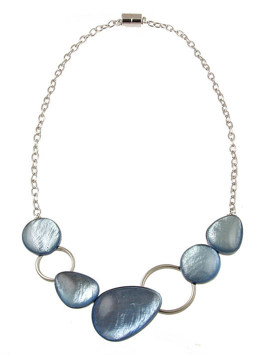 Origin Jewelry - Coastal Tide Necklace, Resin & Shell,Turquoise/L.Blue/D.Blue: Light Blue