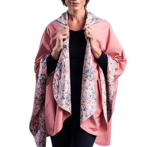 RainCaper - Blush & William Morris Tulips Rain Travel Cape