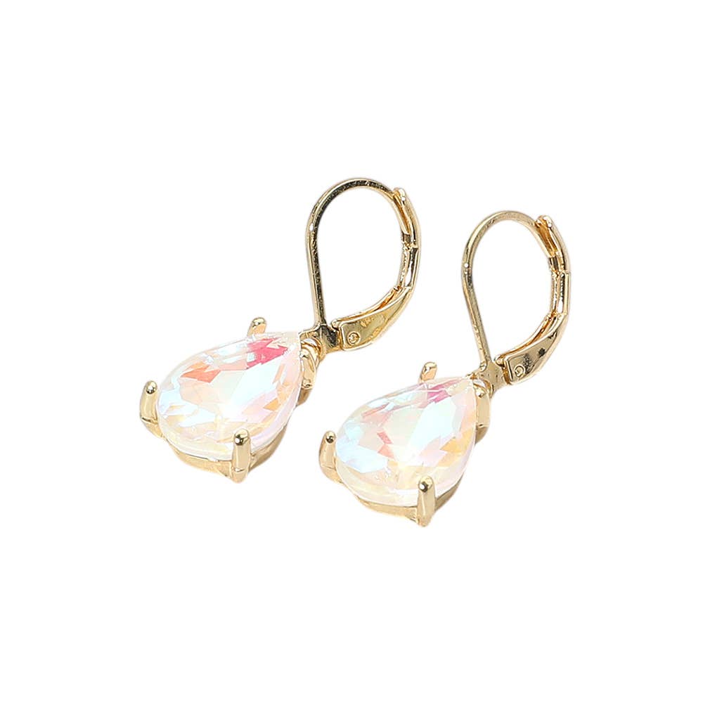 Sensibling Corp. - Teardrop Glass Stone Drop Dangle Earrings: AB,White