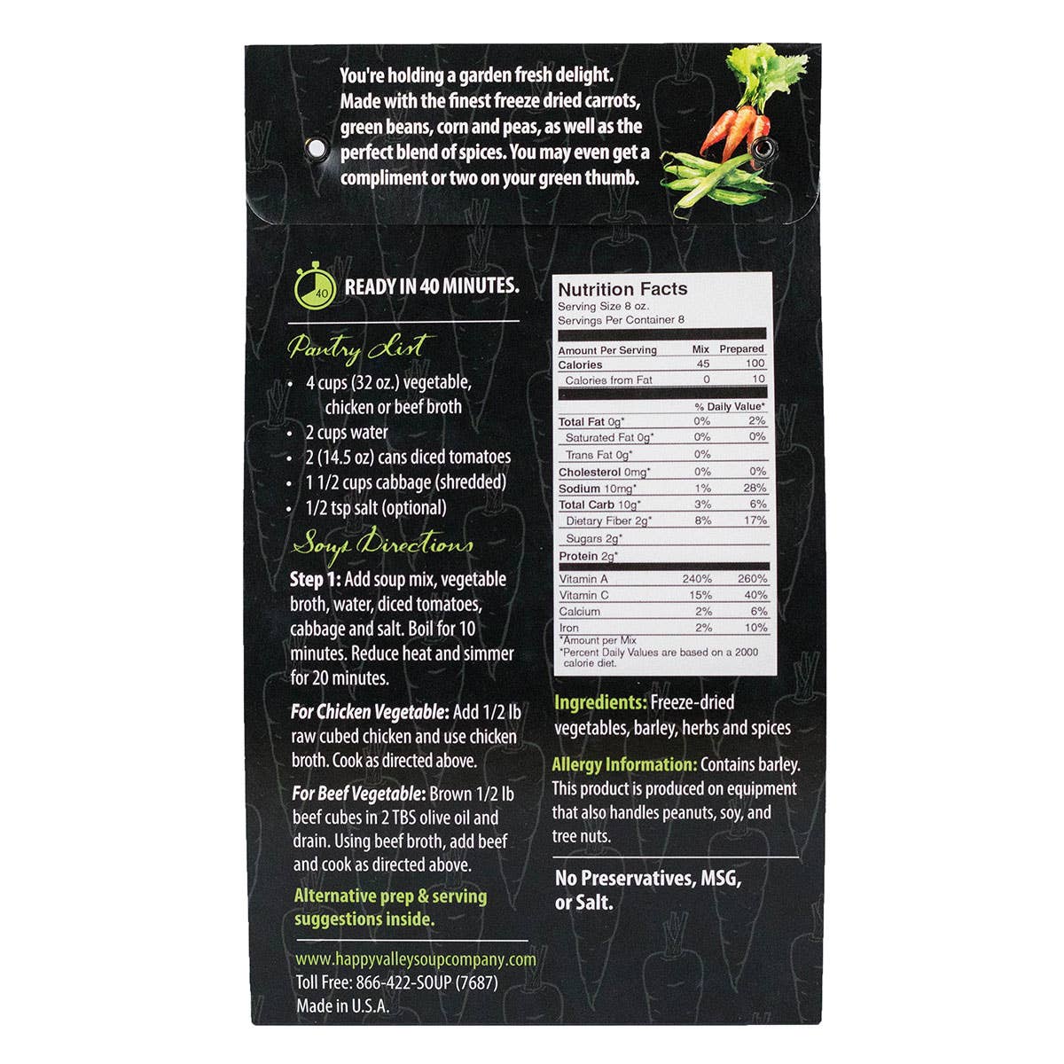 Happy Valley Soup Company - Garden Vegetable Soup