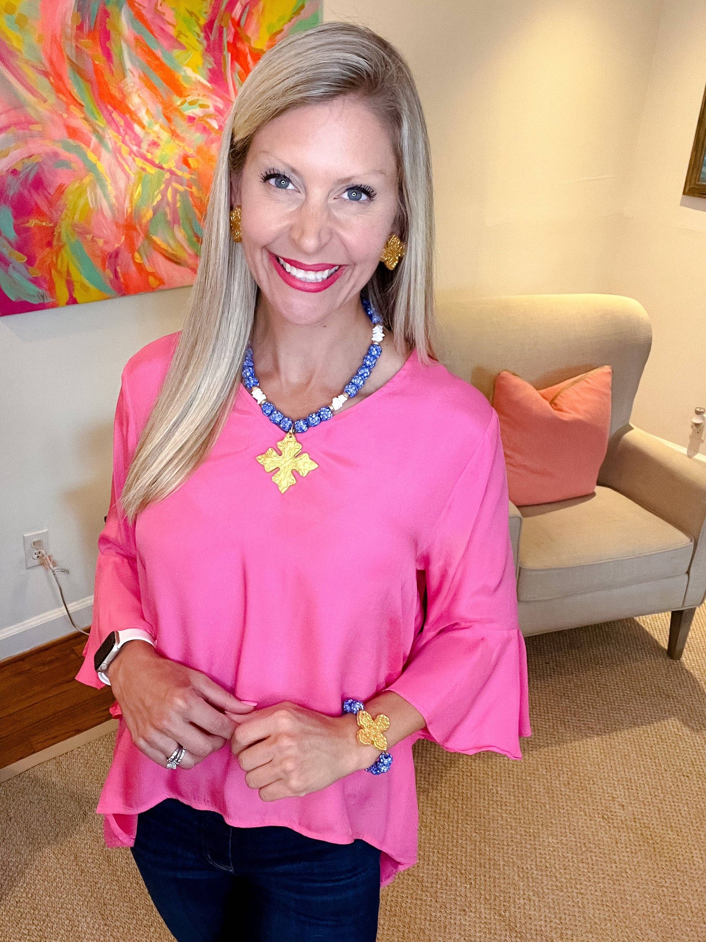 Hidden Truth Jewelry - Blue & White African Glass with Susie Cross