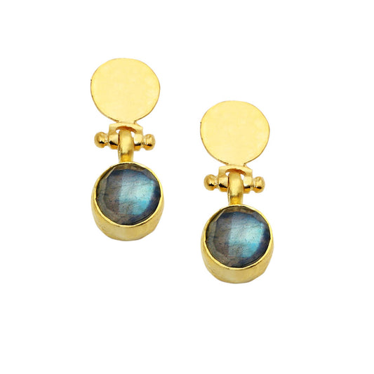 AJS Design Studio - Labradorite Earrings With Hammered Post