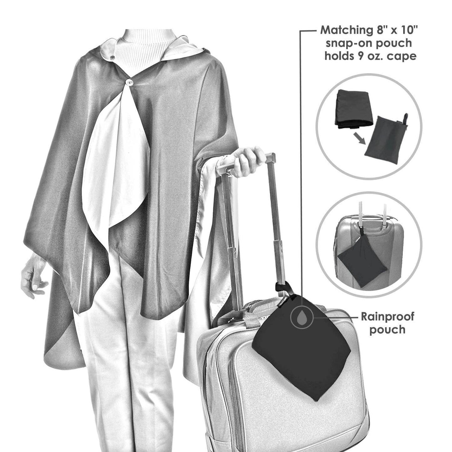 RainCaper - Tiffany Dragonfly (Multi) Reversible Rain Cape – Lightweight Hooded Wrap for Women