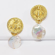 Load image into Gallery viewer, KARINE SULTAN - Bee Clip On &amp; Flat Pearl Drop: Gold