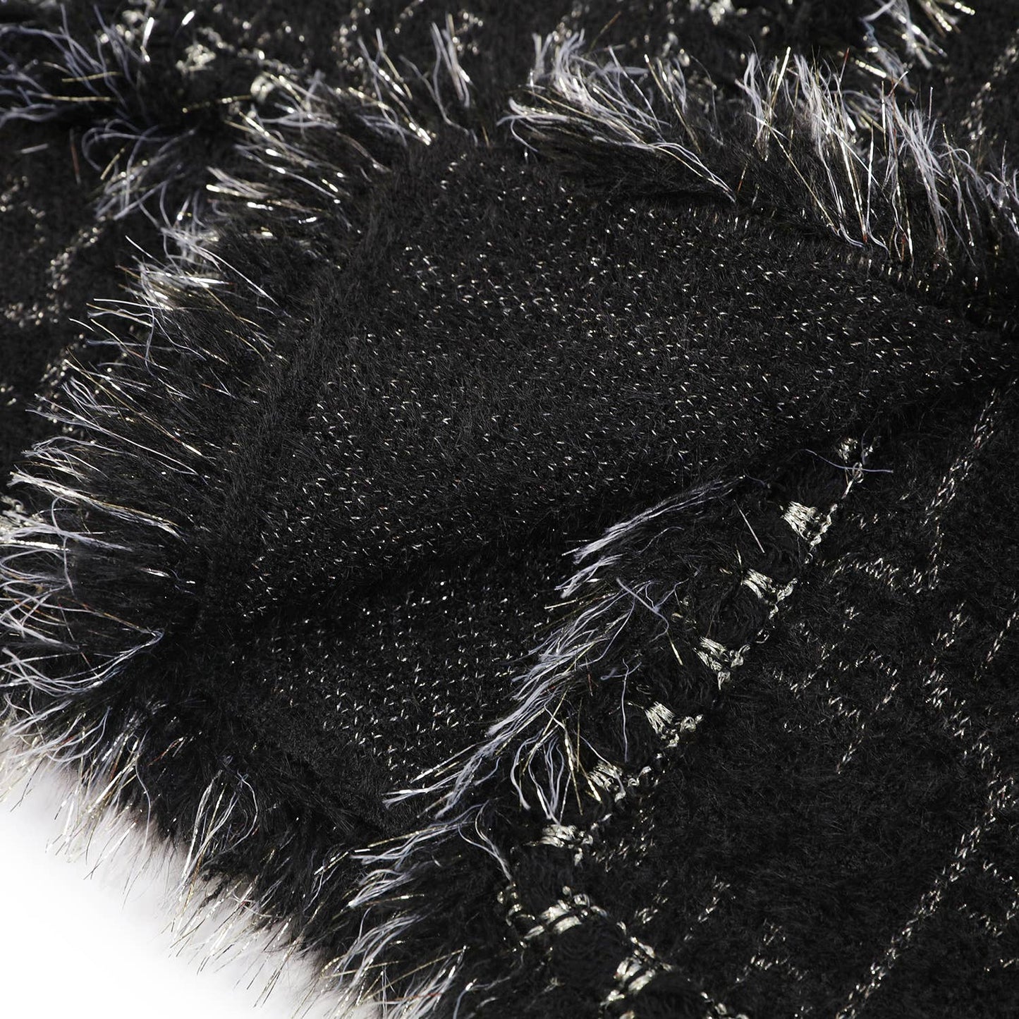 PEACH ACCESSORIES -  Elegance Bouclé Cardigan with Pearl Accents SD190: Black