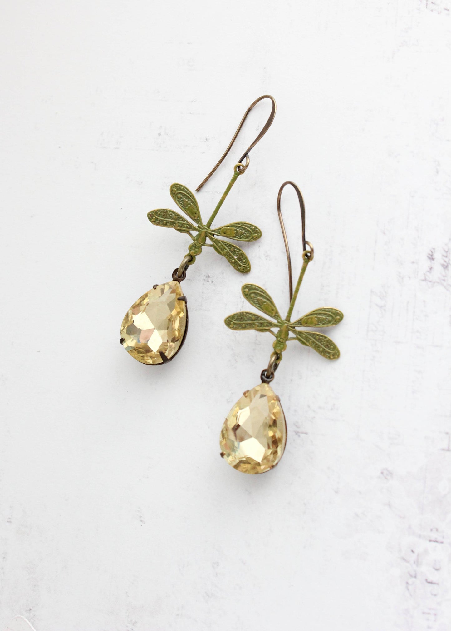 A Pocket of Posies - Dragonfly Earrings | Green Patina | Long Earrings