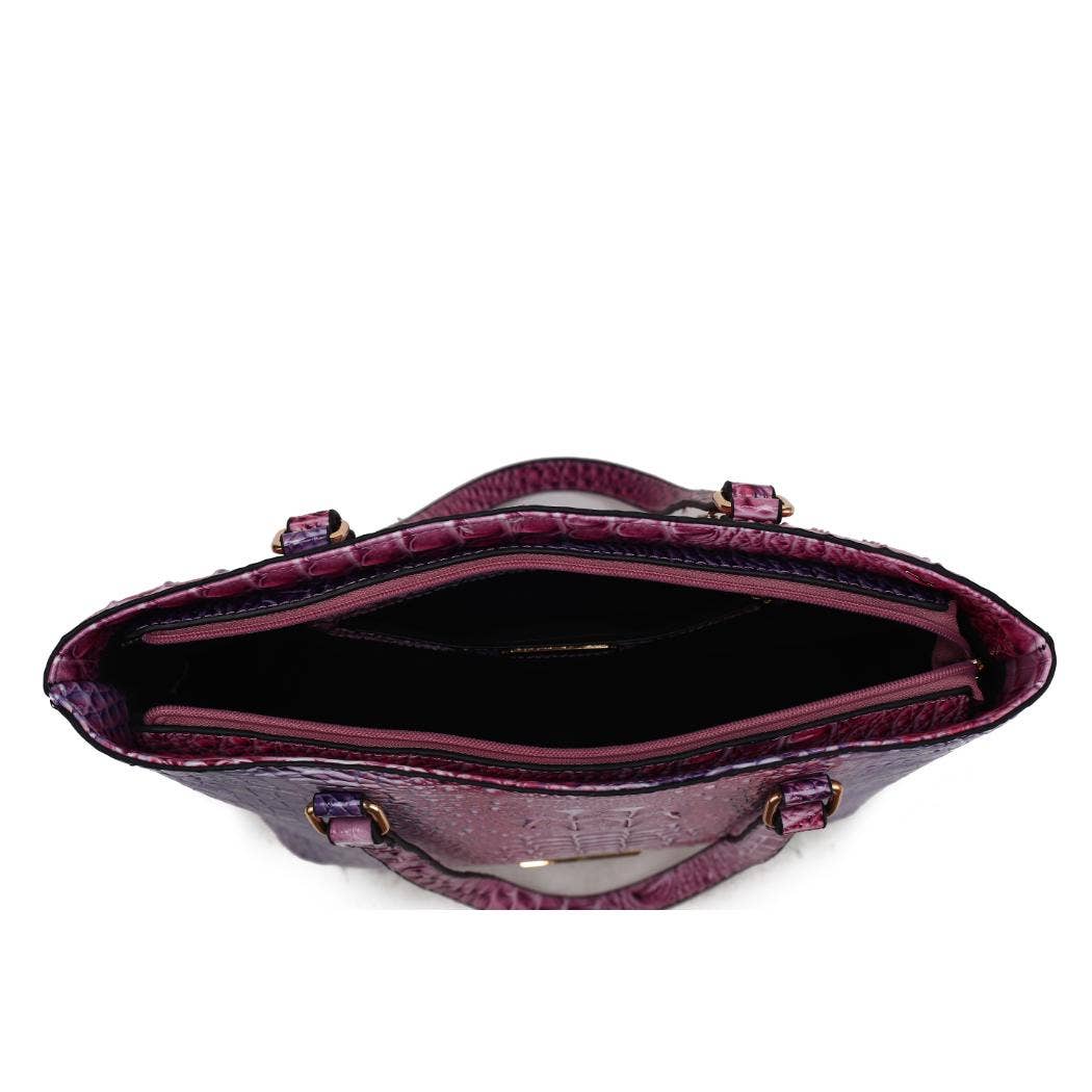 MKF Collection - MKF Piper Gradient Rainbow Embossed Tote Bag & Wallet: Pink