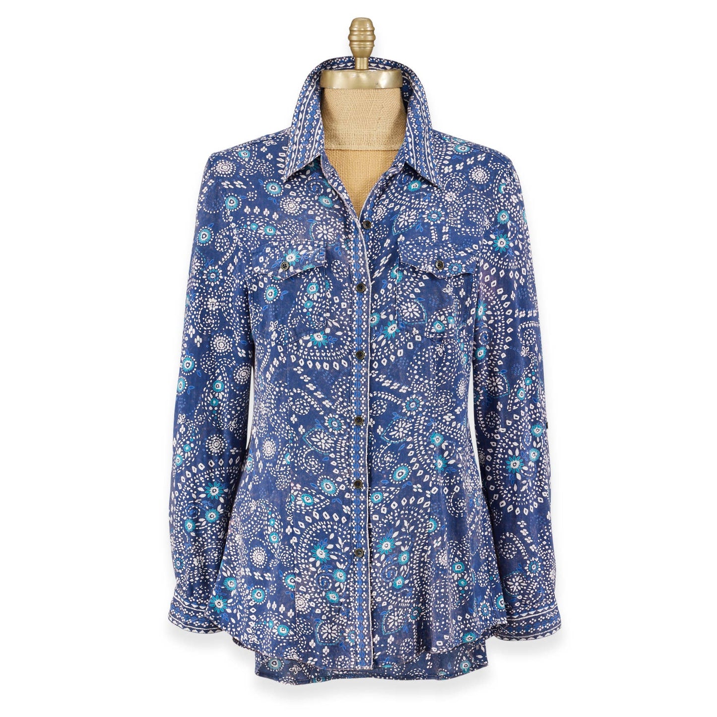 Back in the Saddle - Western Paisley Back-Tie Shirt: Large