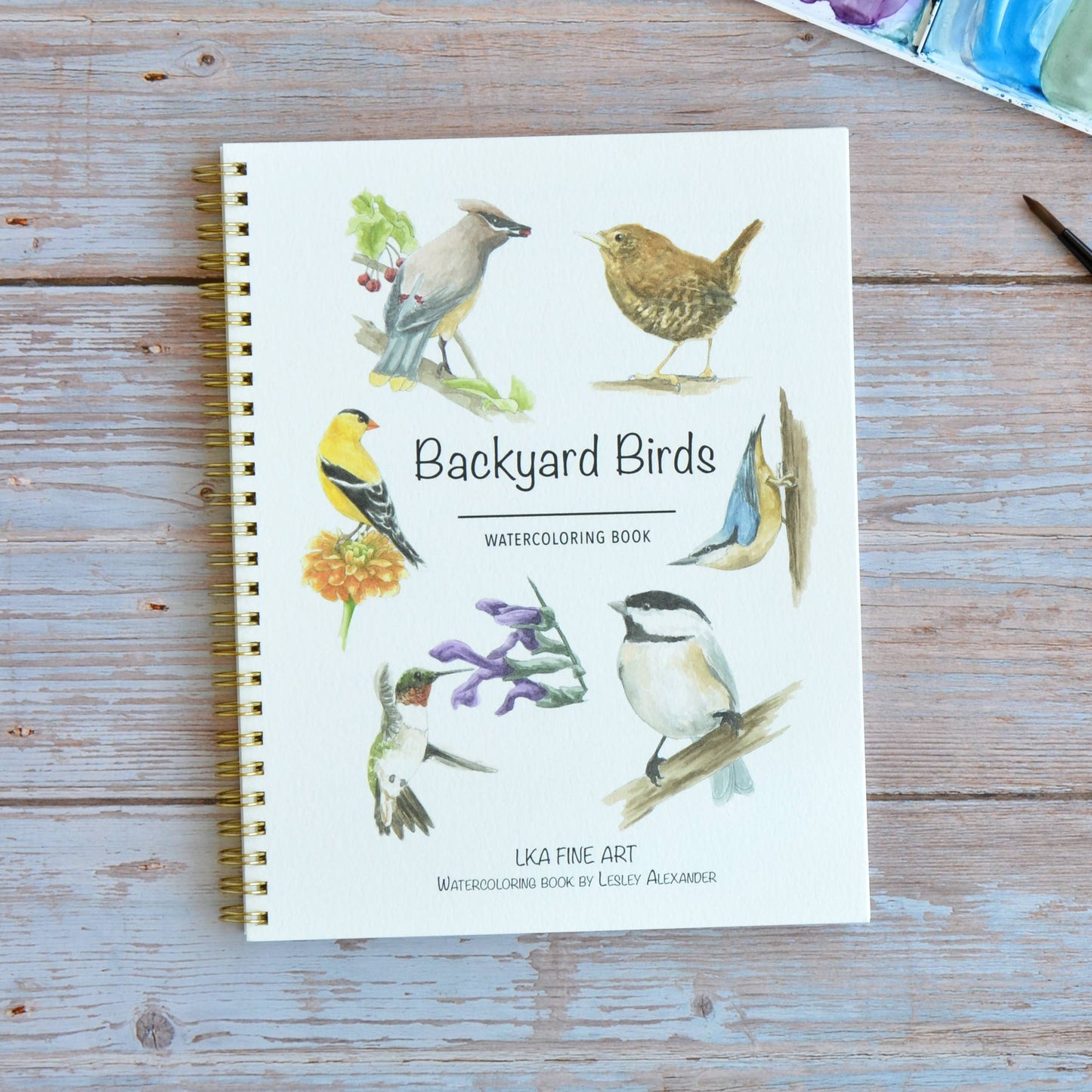 LKA Fine Art - Watercolor workbook, Backyard Birds Watercoloring book