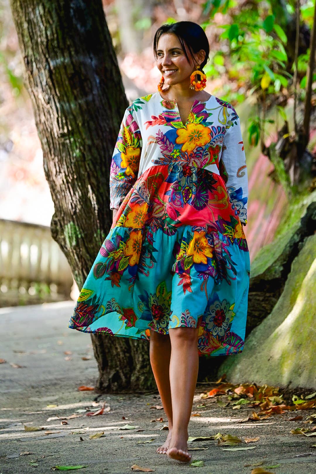 KikiSol - Multi Fiji KikiSol Ruffle Dress with Pockets: XL