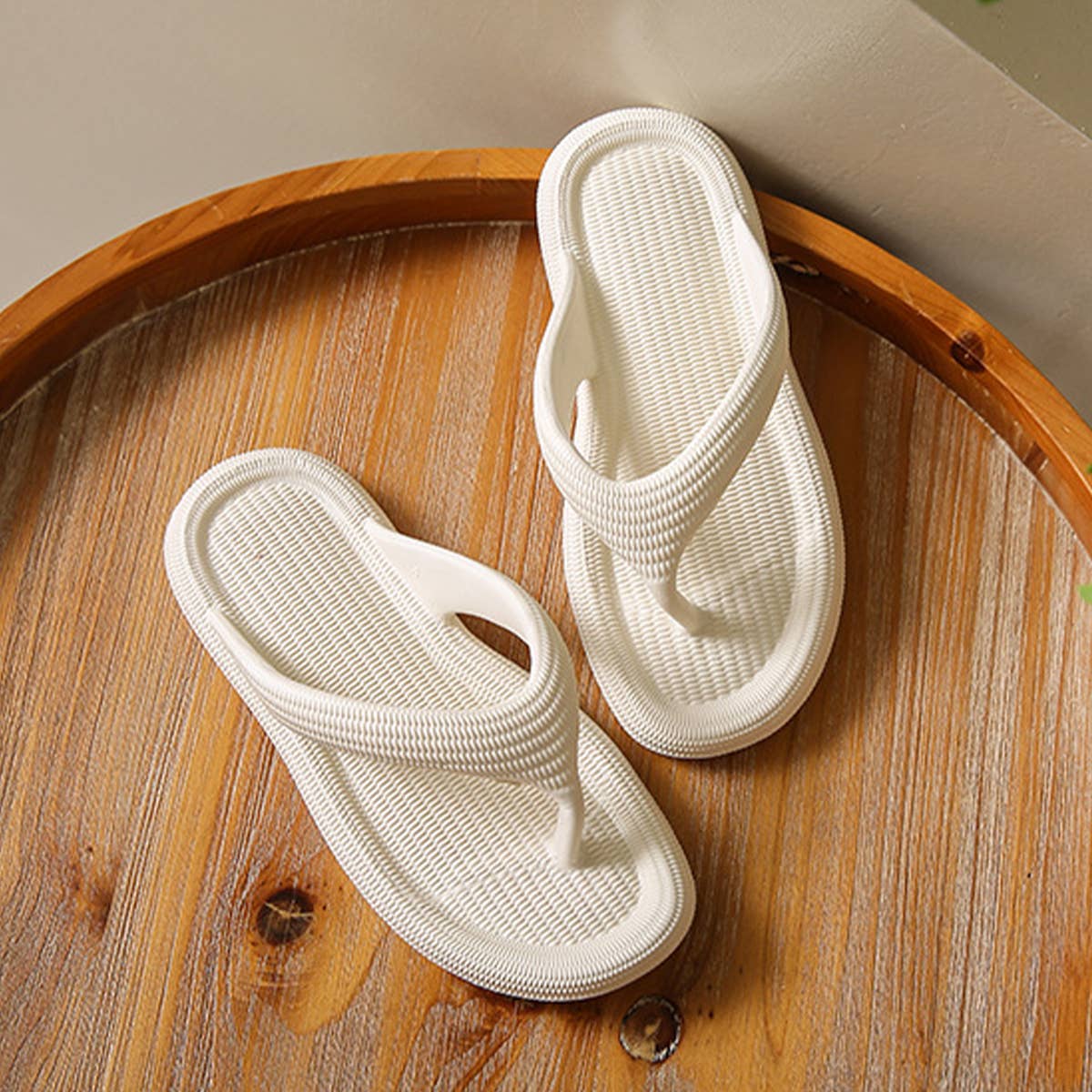 ACCITY - EVA SOLID COLOR FLIP-FLOPS SUMMER BEACH SLIPPERS_CWSHS0690: KHAKI / (8) 1