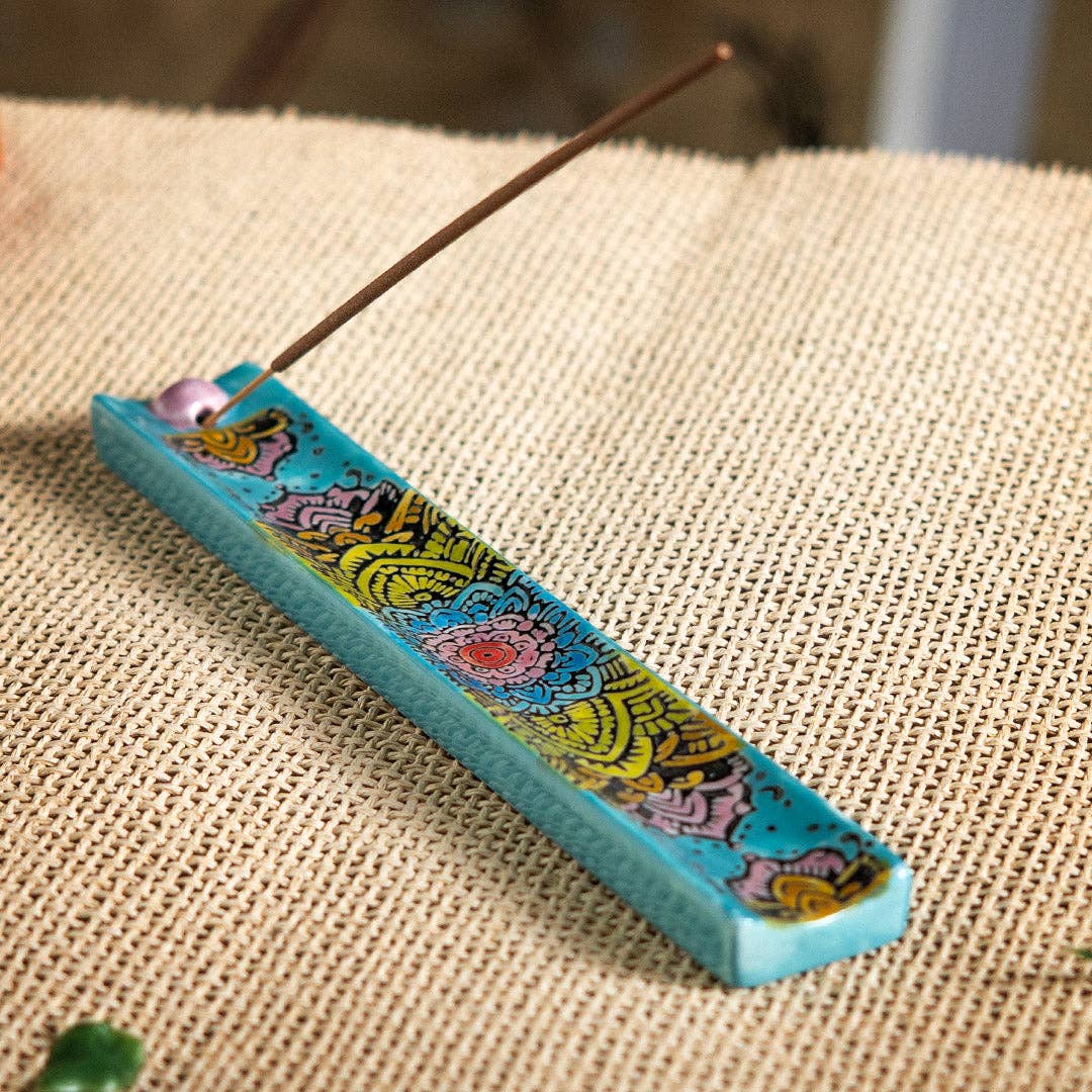 Urban Tokyo - Handpainted Ceramic Incense Holder 9 inch L Mandala (1/72)