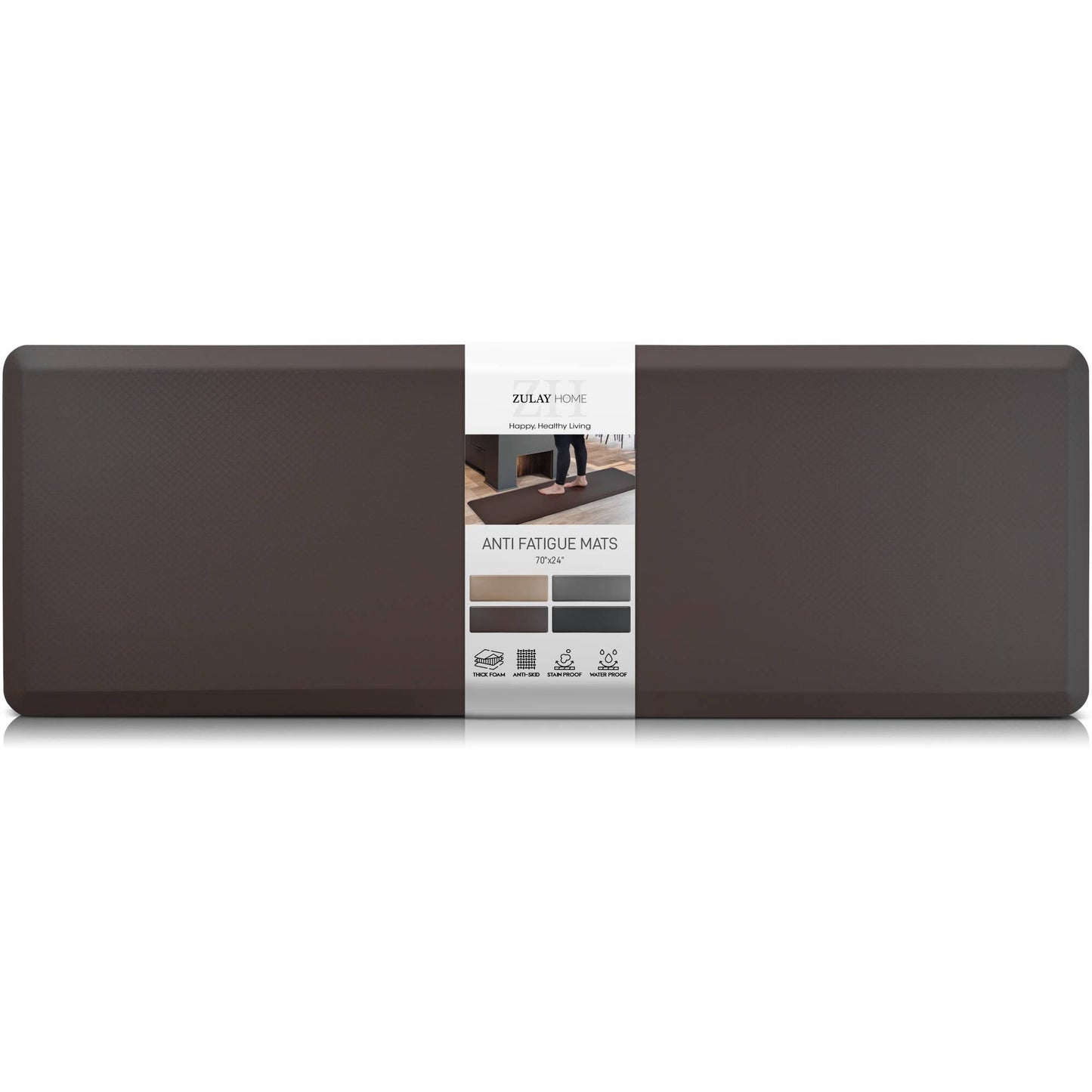Zulay Kitchen - Anti Fatigue Mat - Thick Non Slip Foam (24X70): Brown