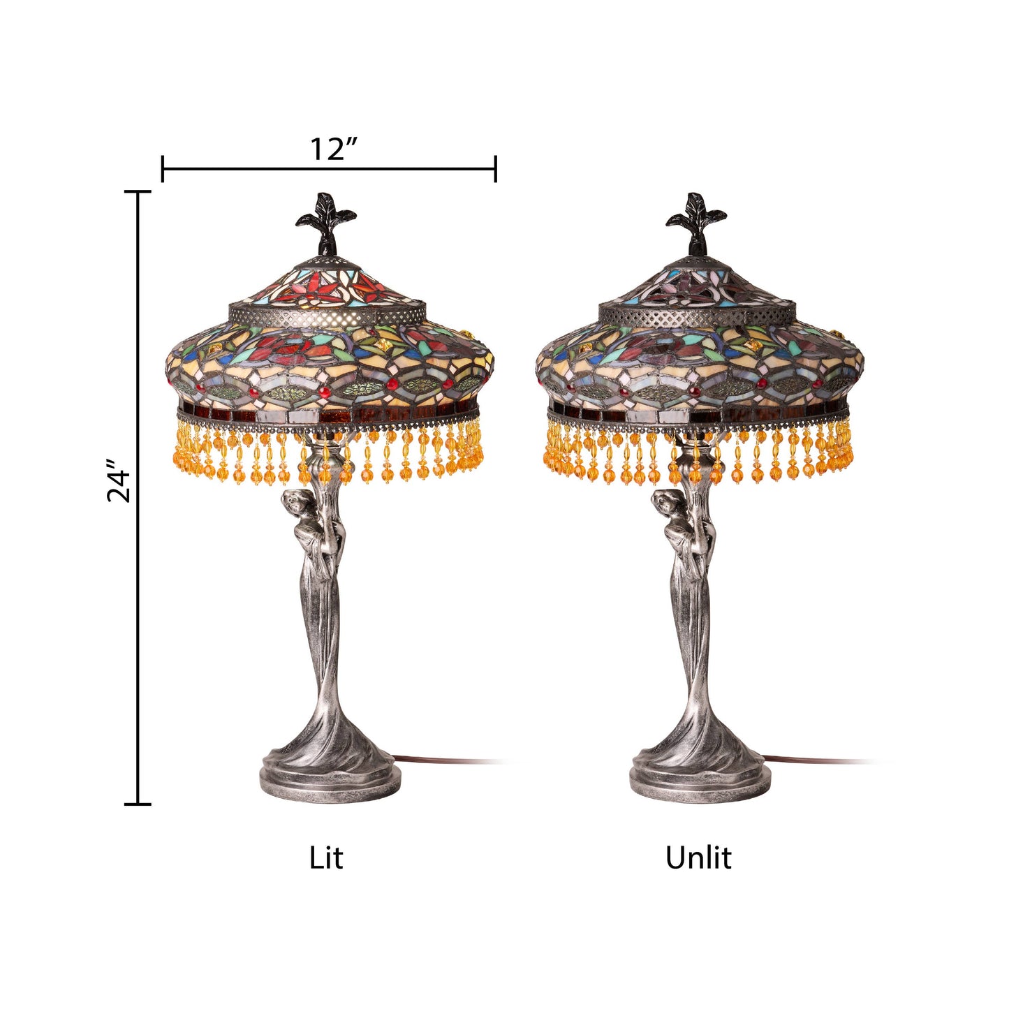 River of Goods - 24" Parisian Antique Silver Bell Shade Novelty Table Lamp