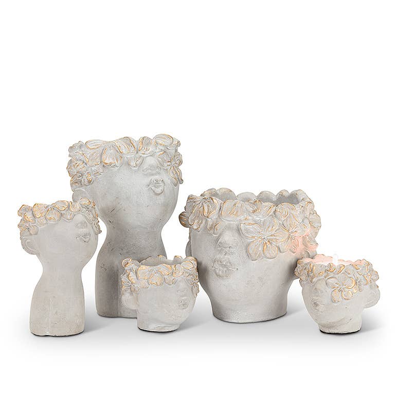 Abbott - Mini Kissing Face Planter w/Gold-4" H