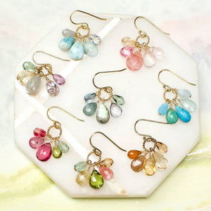 a.v. max - Semi Precious Cluster Earrings: White Pearl