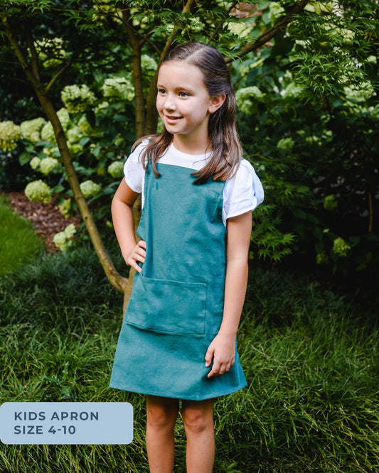 Cate Paper Co. - Cross Back Apron: Kids-Peacock Blue