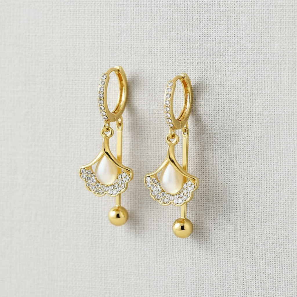 camilla dovey - Cat's Eye Silver Fan Drop Earrings