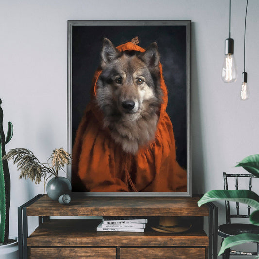 Ink & Drop - Halloween Wolf Animal Portrait Print: 11 ¾ x 15 ¾ in | 30x40 cm / Matte