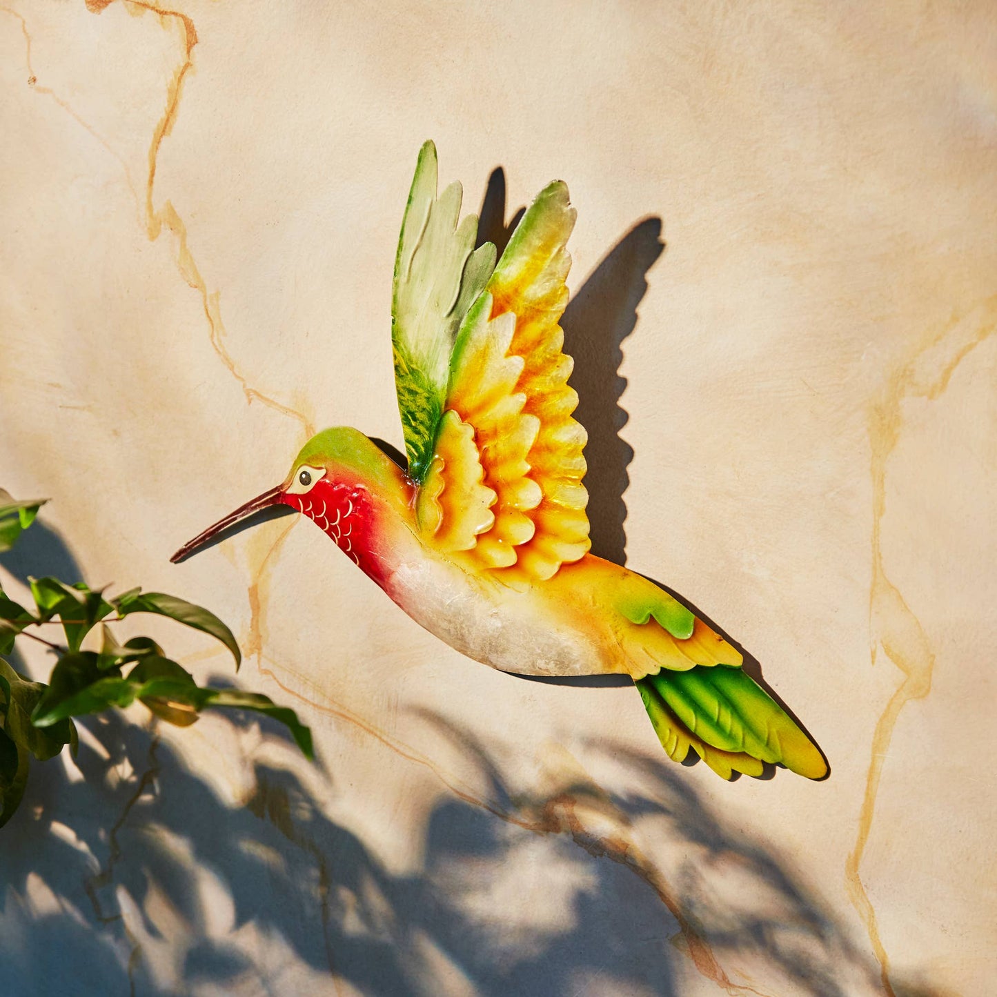 Eangee Home Design - Hummingbird Wall Decor Yellow And Green, w/ Capiz-In/Outdoor