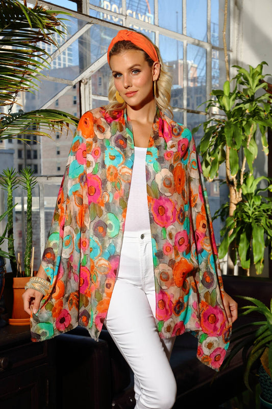 KikiSol - Celadon Florals Cotton Modal Scarf