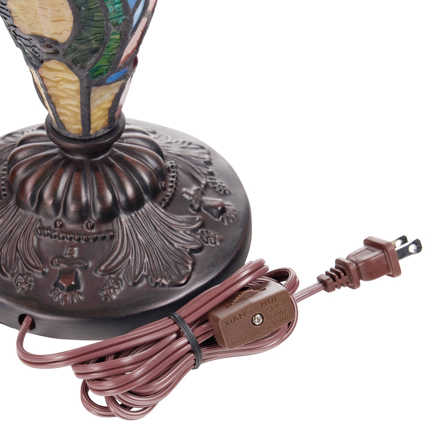 River of Goods - 24"H Double Lit Amber Tiffany Style Stained Glass Table Lamp