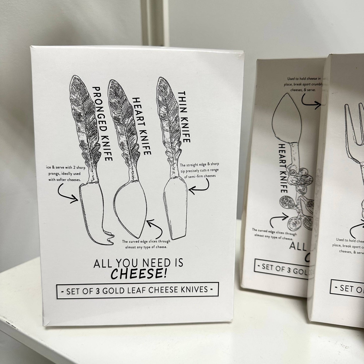 India Handicrafts Inc - Alu-Gold Leaf Cheese Tools, Set of 3