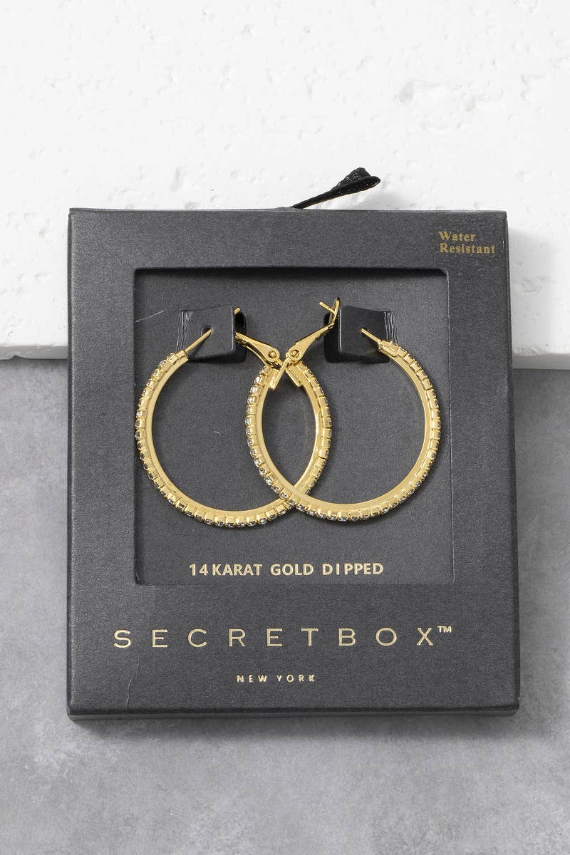 The Looks by Fame Accessories - 14K Gold Dipped Cz Inside Out Hoop Earrings: GD