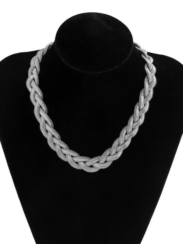 Elanora - Adjustable Snake Chain Choker Necklace: SILVER / Adjustable