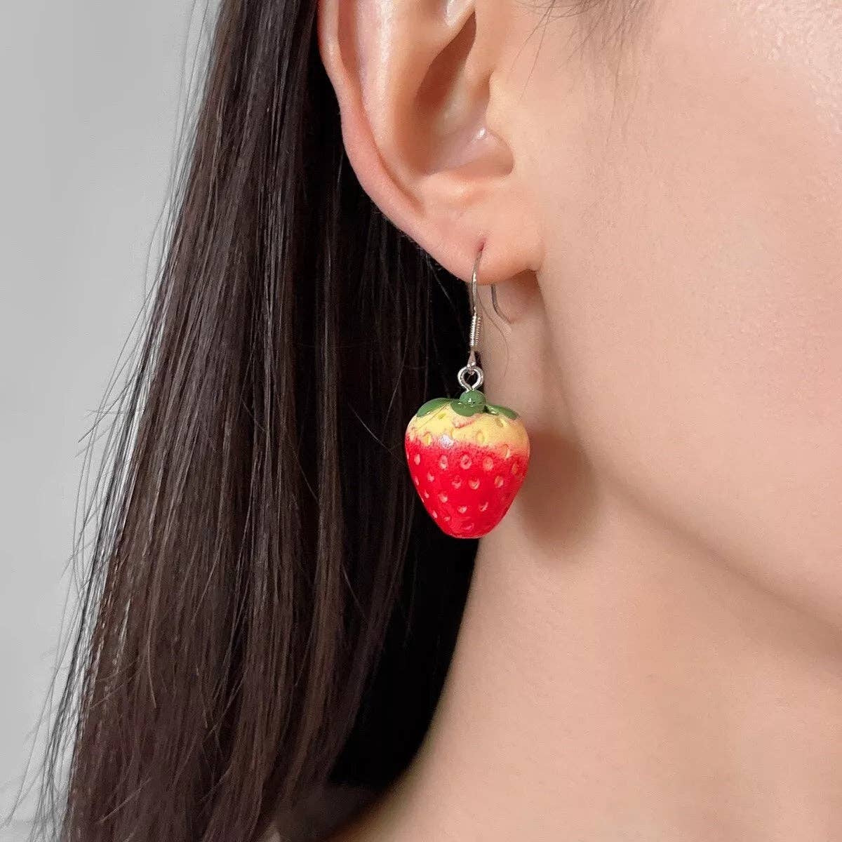 Haengseongworkshop - Surgical Steel Strawberry Earrings Charm