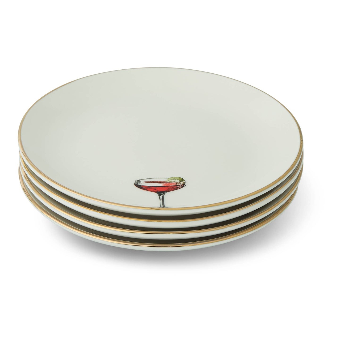 Core Home - 4pk 6" Gold Rim Plates - Fruit Cocktails
