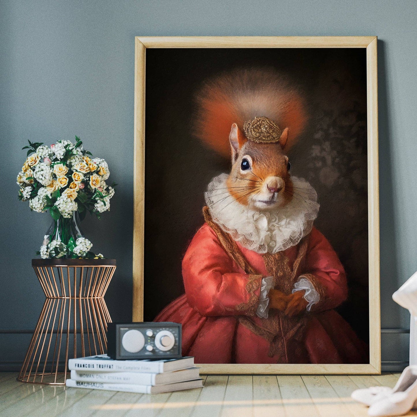 Ink & Drop - Red Squirrel Lady Animal Portrait Print: 11 ¾ x 15 ¾ in | 30x40 cm / Matte