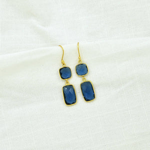 Schmuckoo Berlin - Aanya Earrings Gold Silver 925 - Blue Iolite