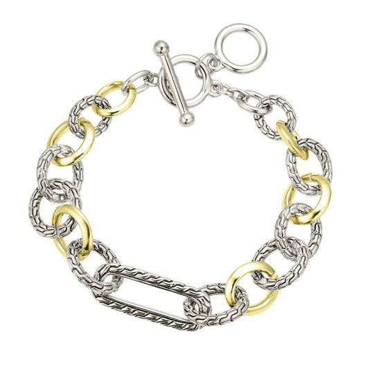 Laudic Co - Two Tone Rectangle Link Bracelet