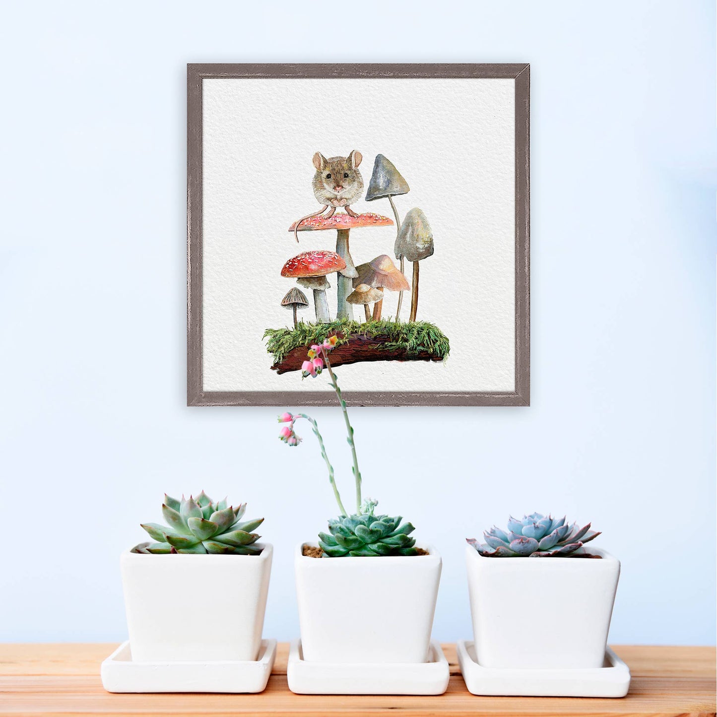GreenBox Art - Forest Magic - Mouse Mushroom Garden Mini Framed Canvas