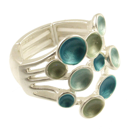 Origin Jewelry - Stretch Ring - Confetti Ring in Three-Tones: Silver Aqua